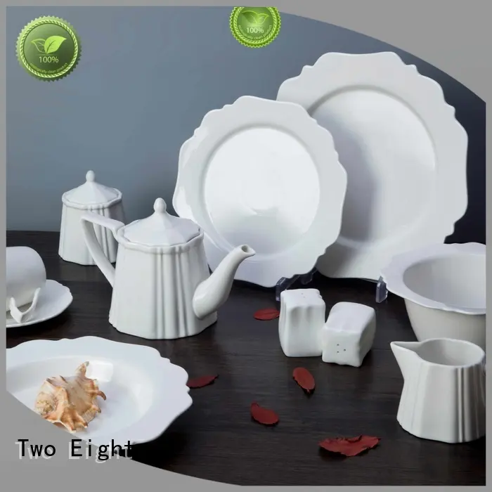 Two Eight square white dinnerware German style for hotel 1