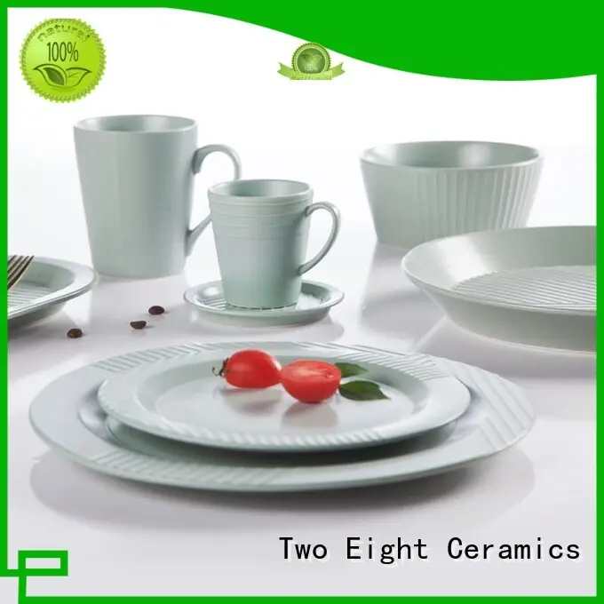 Italian style durable white dinnerware embossed for dinning room Two Eight 1