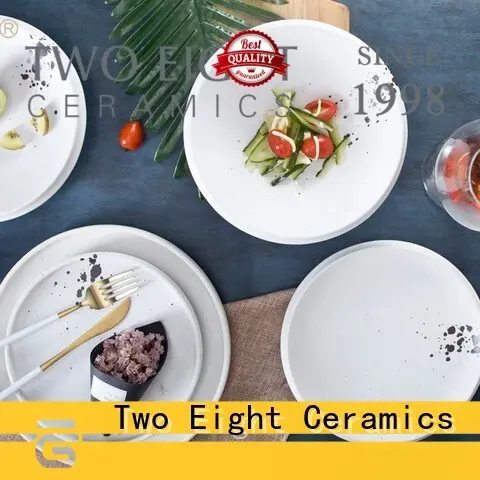 navy red porcelain dishes series for bistro Two Eight 1