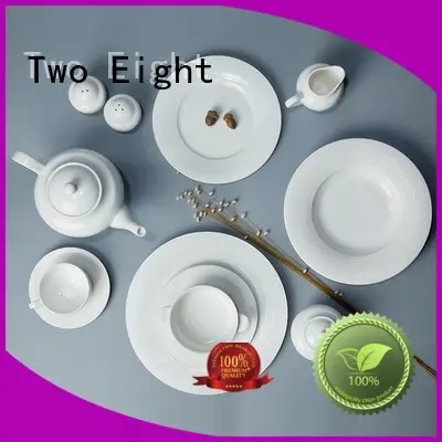 Two Eight smooth white china dinnerware sets Italian style for kitchen 1