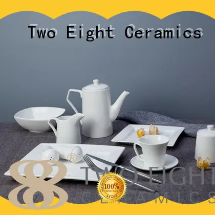 bulk white porcelain dinner service from China for hotel Two Eight 1