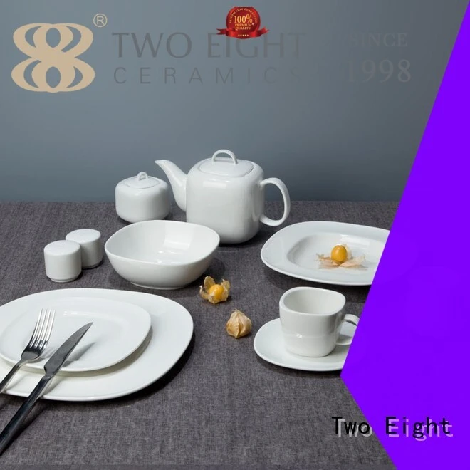Two Eight rim small white porcelain plates from China for home 1