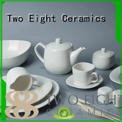 Two Eight round custom restaurant dinnerware Italian style for bistro 1