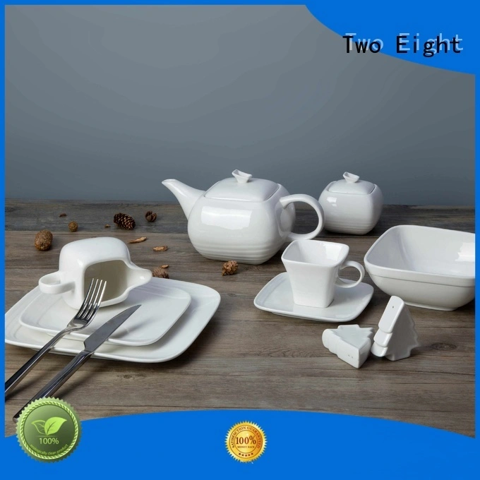 Two Eight glaze white porcelain dish set Italian style for restaurant 1