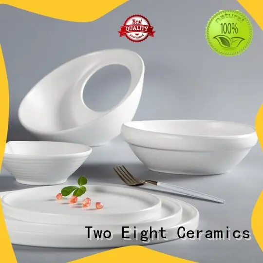 Two Eight smooth custom restaurant plates mixed for bistro 1