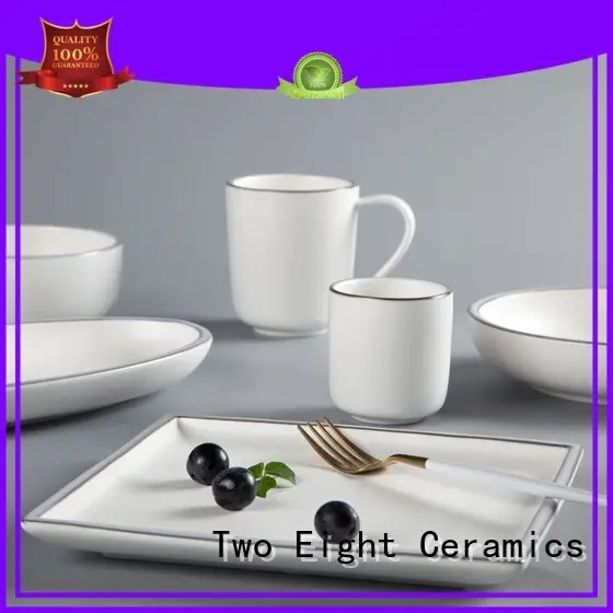Two Eight square fine dining restaurant plates embossed for kitchen 1