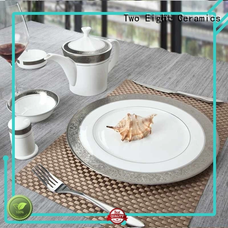 Two Eight round Fine china dinnerware set personalized for hotel 1
