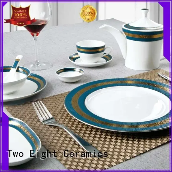Two Eight elegant restaurant china dinnerware personalized for bistro 1