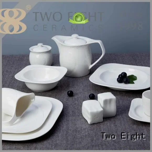 Two Eight sample white bone china dinnerware manufacturer for bistro 1