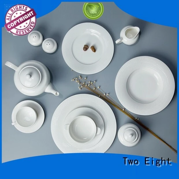 Italian style white porcelain dinnerware sets from China for hotel Two Eight 1