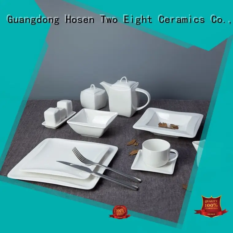 Two Eight square white dinnerware Vietnamese for dinner 1
