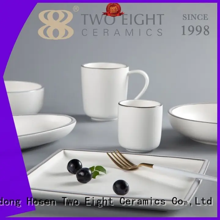Two Eight smooth modern restaurant crockery embossed for dinner 1