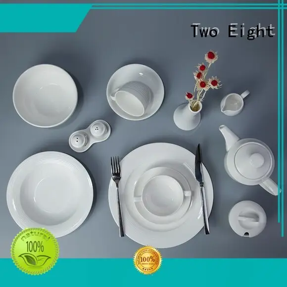 Two Eight Italian style white porcelain dinnerware sets series for bistro 1
