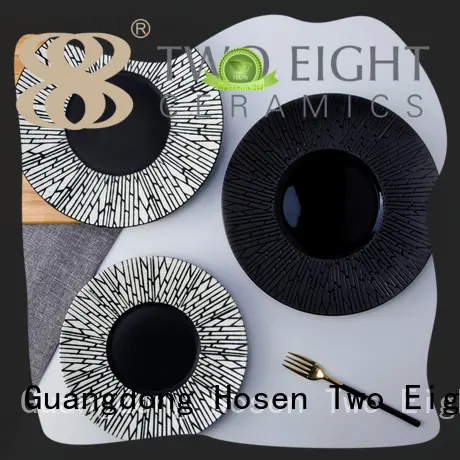 Two Eight line ceramic dinner plates series for hotel 1