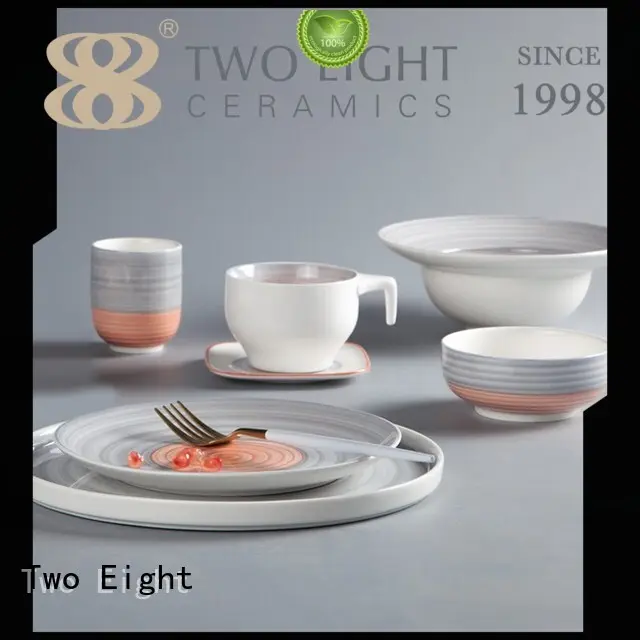 Two Eight line restaurant dinner plates customized for kitchen 1