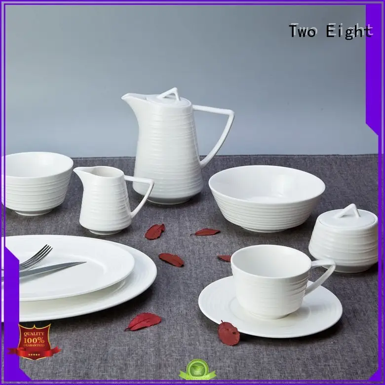 Two Eight rim white porcelain platter customized for hotel 1