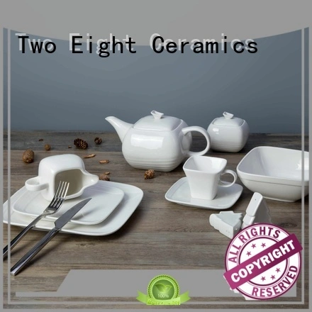 Two Eight rim white porcelain dinnerware restaurant customized for kitchen 1