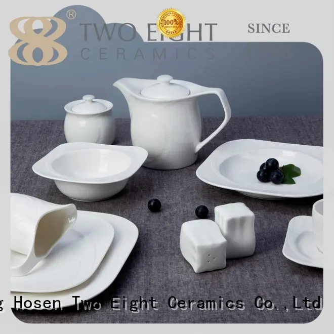 Two Eight rim white bone china dinnerware from China for bistro 1