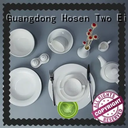 Two Eight rim restaurant plates and cutlery from China for bistro 1