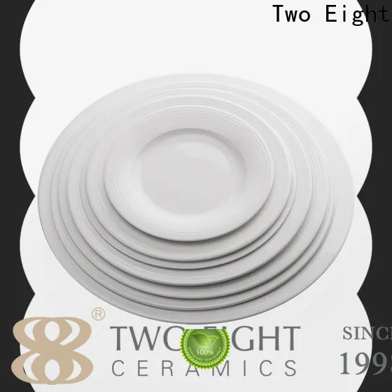 Two Eight New plain white ceramic plates for business for dinner 1