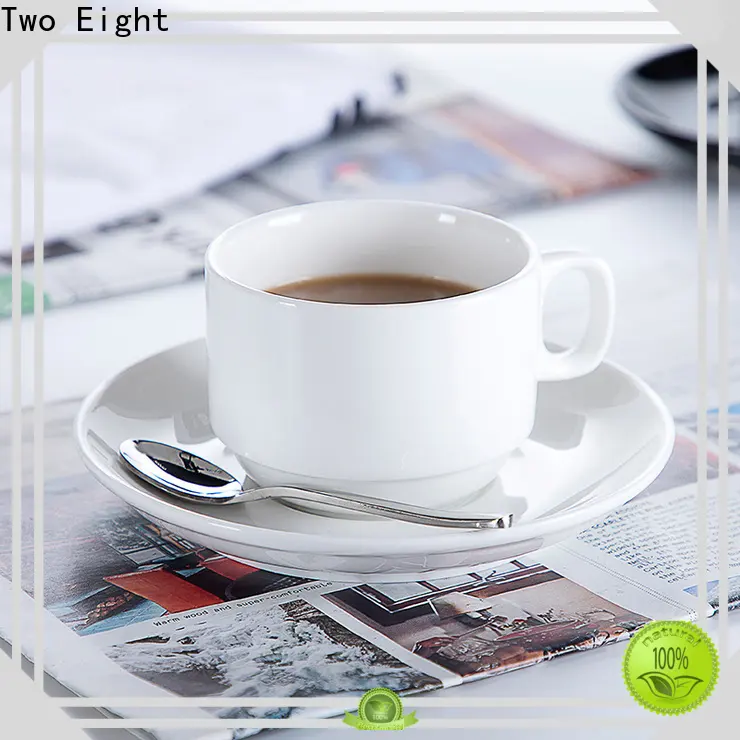 Two Eight large white coffee mugs factory for dinner 1