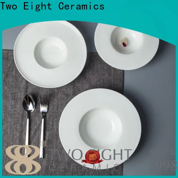 Two Eight High-quality white pottery plates Supply for hotel 1