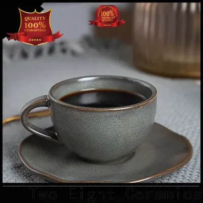 Two Eight round coffee mugs for business for bistro 1