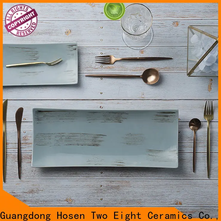 Two Eight square plates company for dinner 1