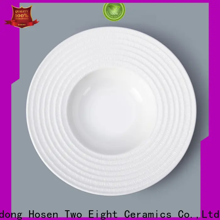 Two Eight plain white ceramic plates company for dinning room 1