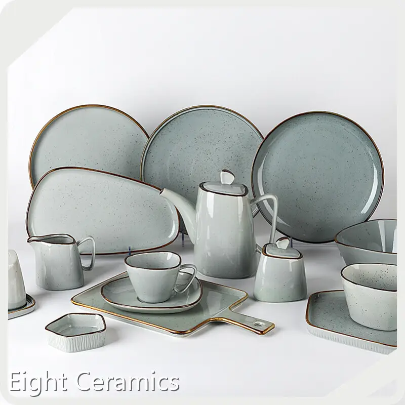Two Eight Durable White Dinnerware GEOMETRY GRAY COLLECTIONhighly Rated 1