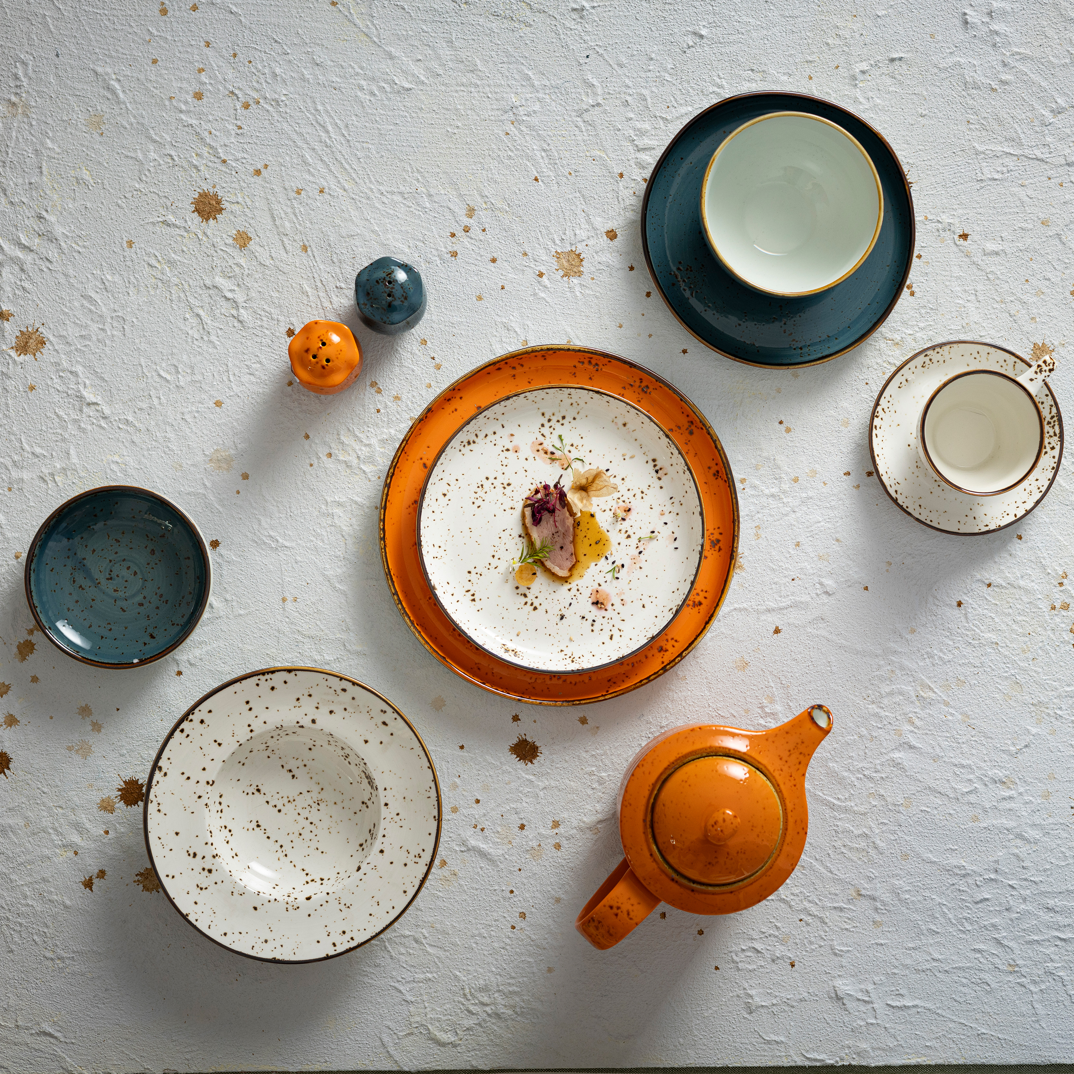 Breezes-Rustic Burnt Orange Porcelain Tableware with Handmade Black Speckled Glaze for Horeca, Wedding & Restaurant 2