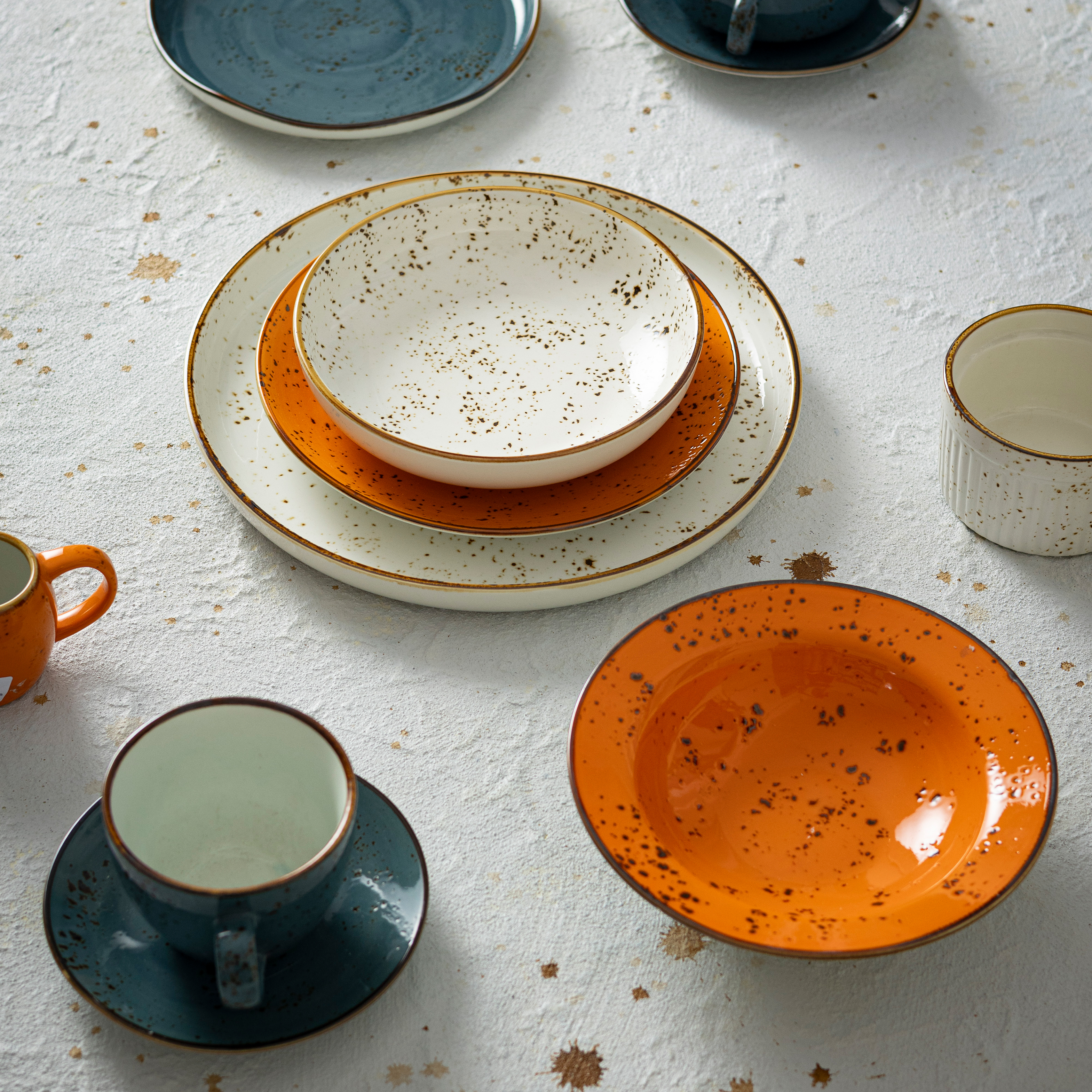 Breezes-Rustic Burnt Orange Porcelain Tableware with Handmade Black Speckled Glaze for Horeca, Wedding & Restaurant 7