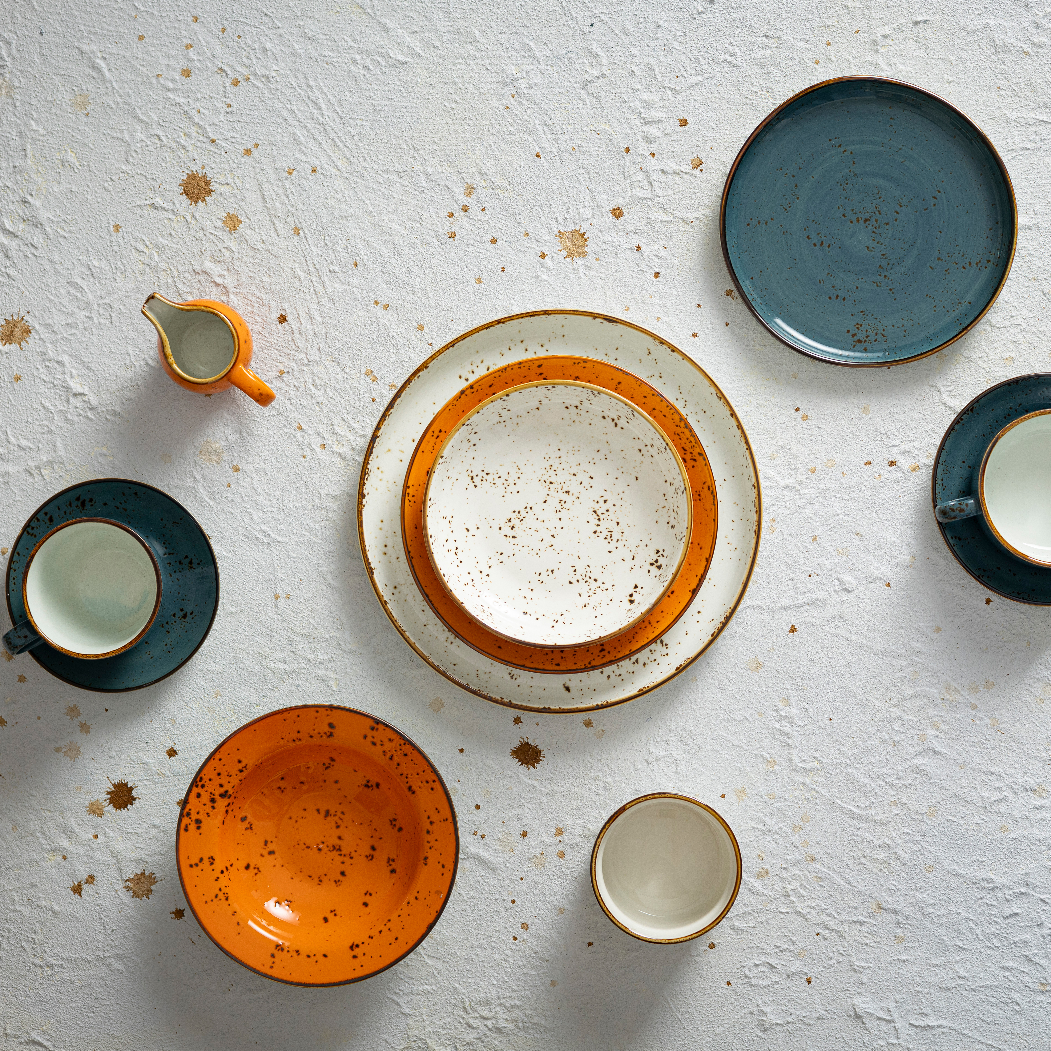 Breezes-Rustic Burnt Orange Porcelain Tableware with Handmade Black Speckled Glaze for Horeca, Wedding & Restaurant 6