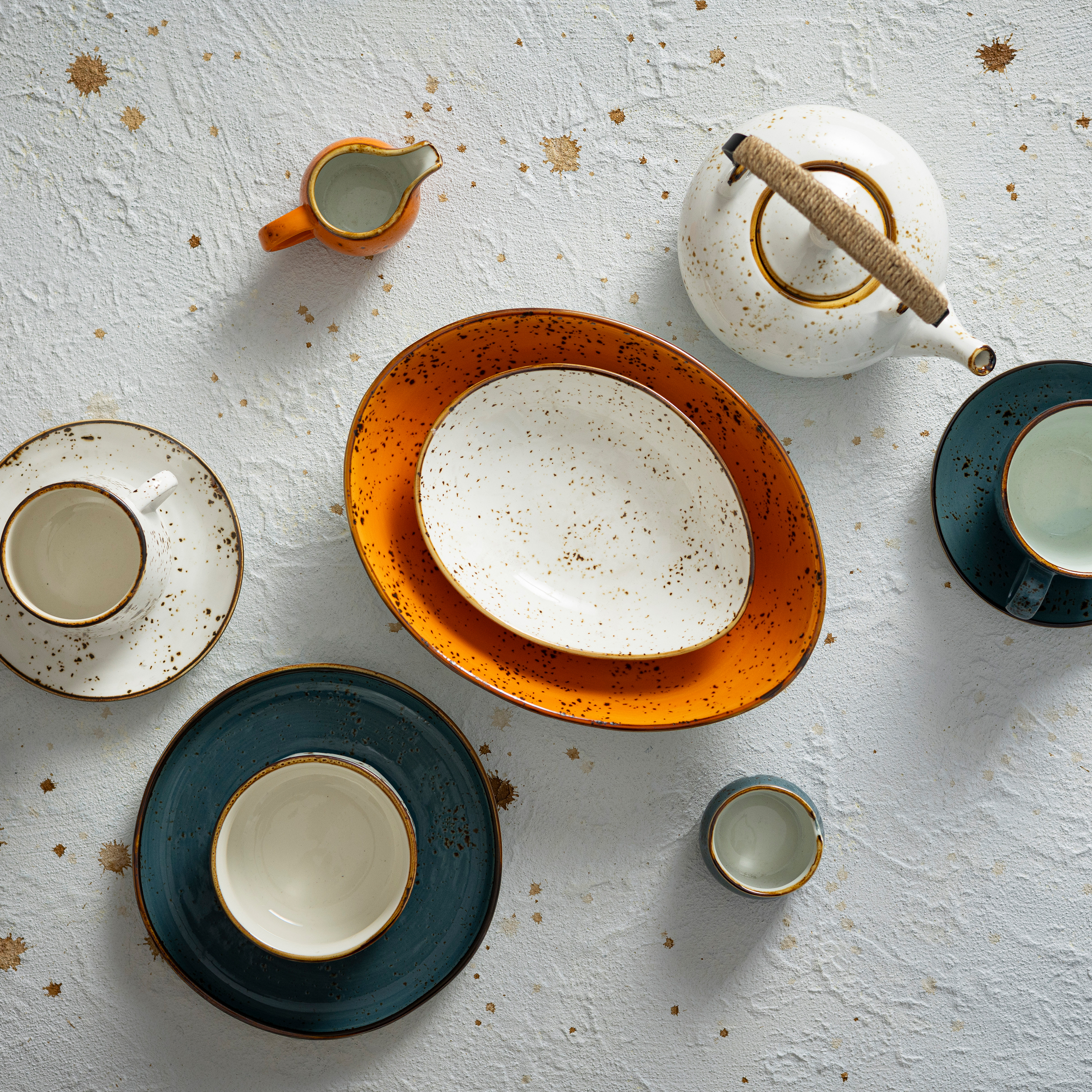 Breezes-Rustic Burnt Orange Porcelain Tableware with Handmade Black Speckled Glaze for Horeca, Wedding & Restaurant 3