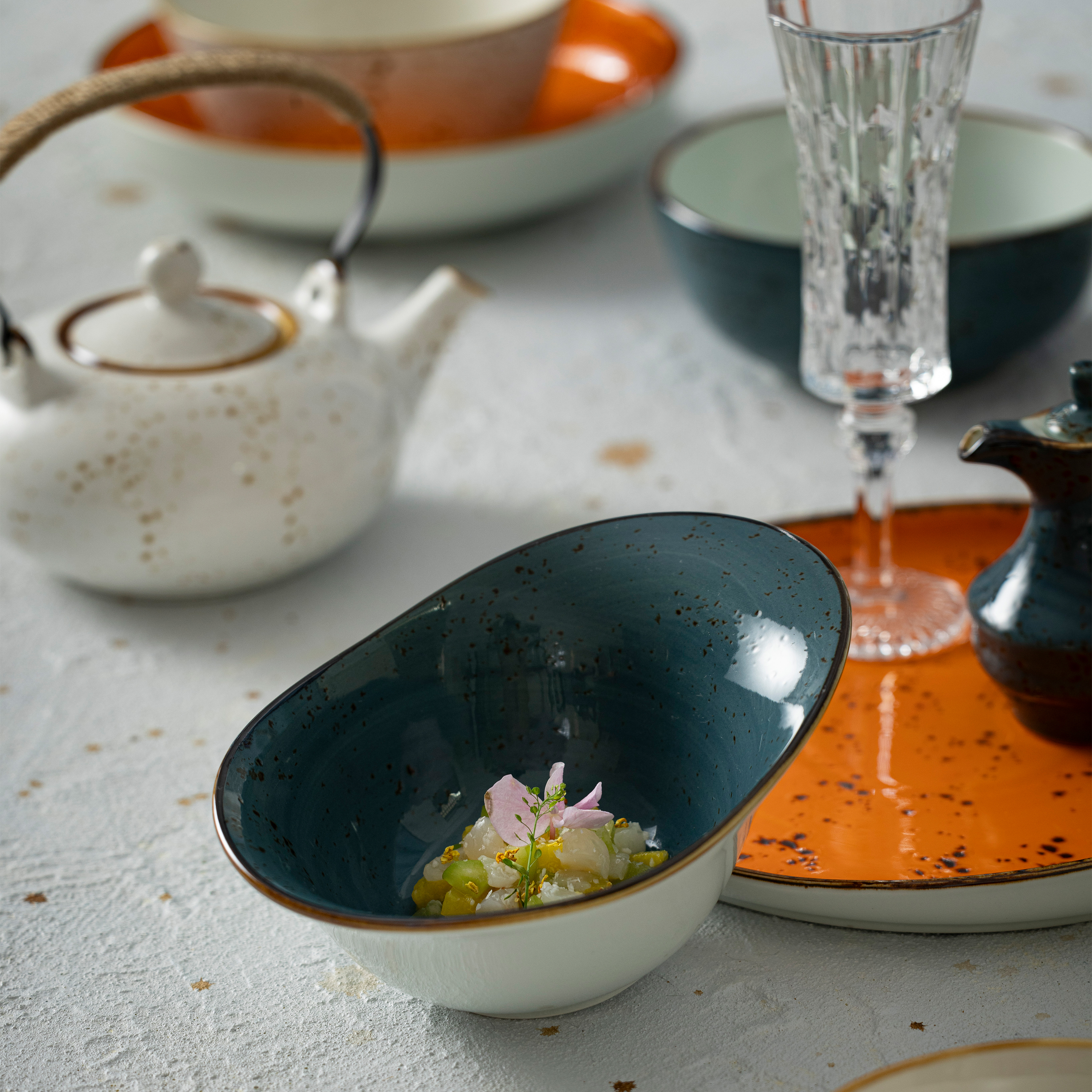 Breezes-Rustic Burnt Orange Porcelain Tableware with Handmade Black Speckled Glaze for Horeca, Wedding & Restaurant 5