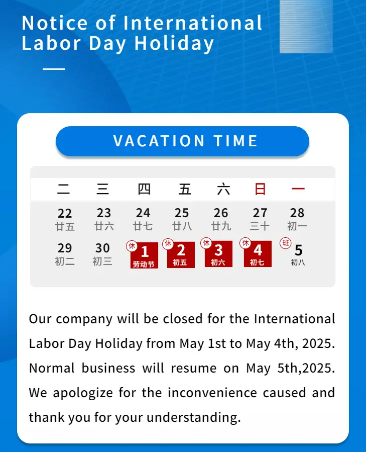 Notice of International Labor Day Holiday 1