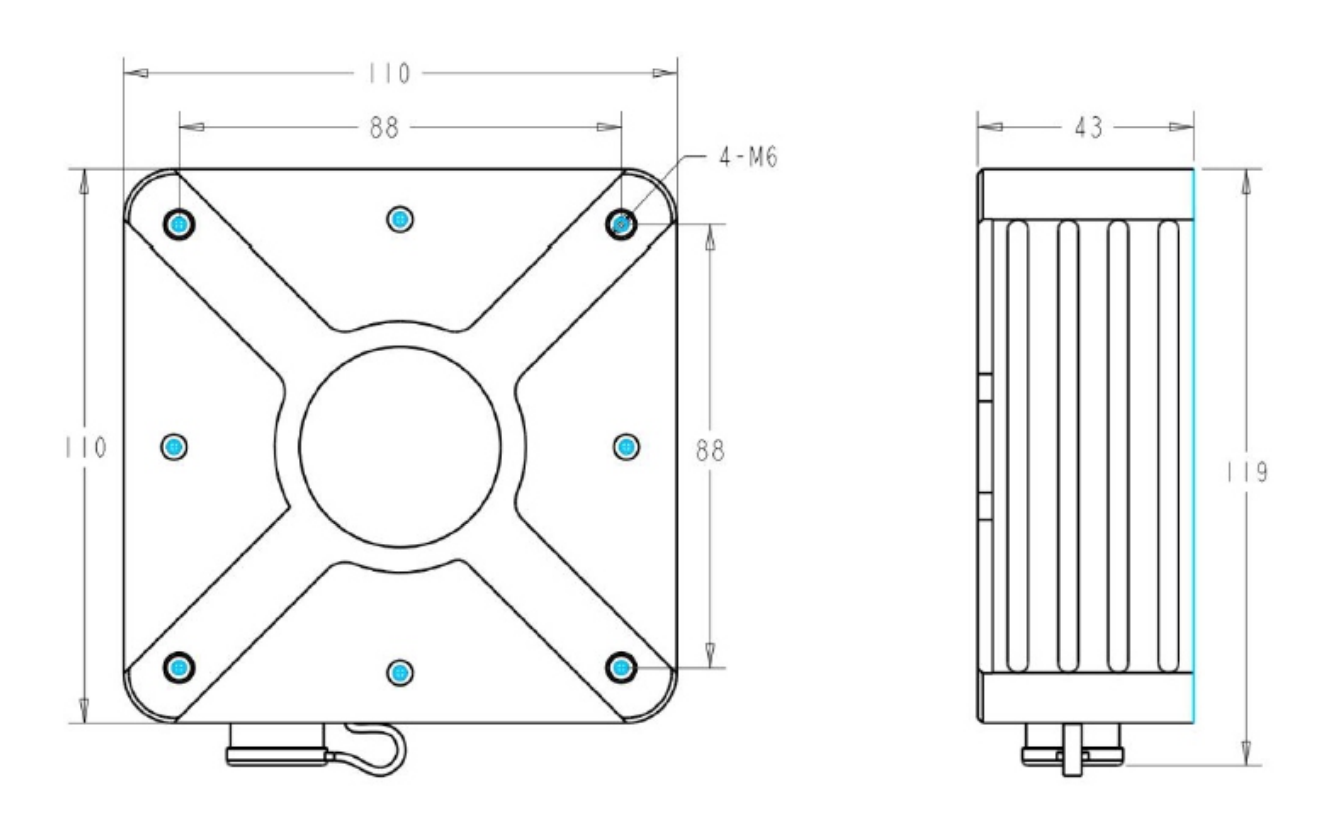 Dimension diagram of RKL-05 radar flowmeter
