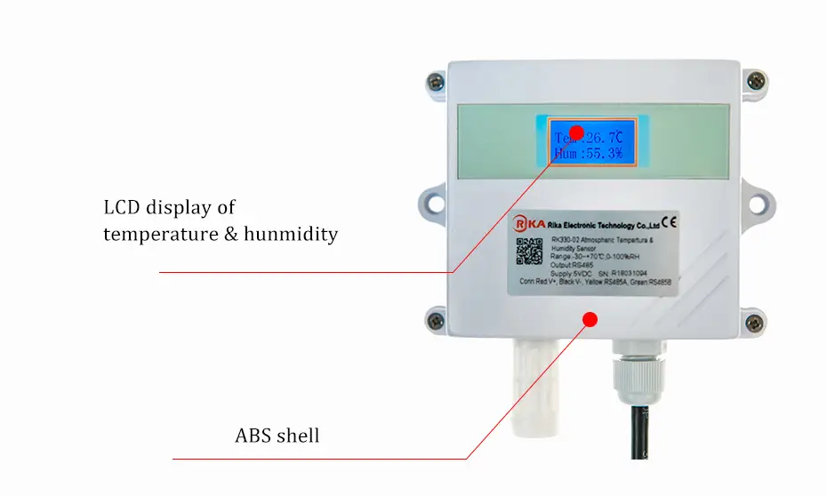 RK330-02 Wall-mounted Ambient Temperature & Humidity Sensor 15