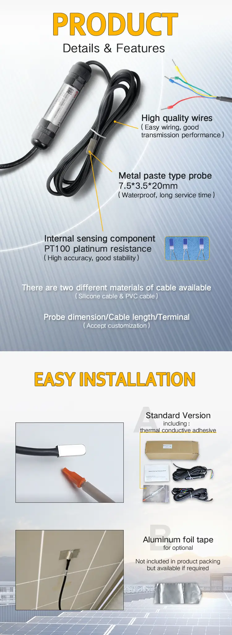 RK220-01 Paste Type Temperature Sensor for Solar PV Module 13