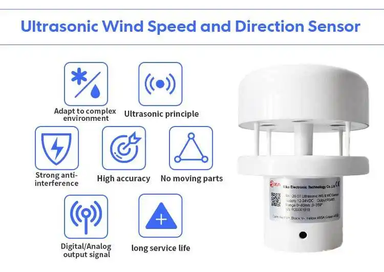 RK120-07 Mini Ultrasonic Anemometer, Ultrasonic Wind Speed Direction Sensor 14