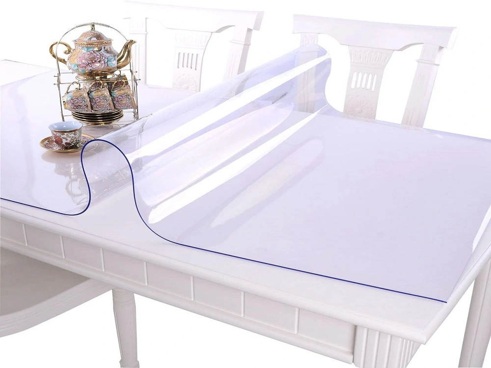 Filme de PVC transparente para capa de mesa transparente, almofada de mesa de vinil retangular, capa de mesa de plástico de PVC para escritório, cômoda, mesa de cabeceira, computador & Mesa de escrivaninha 1