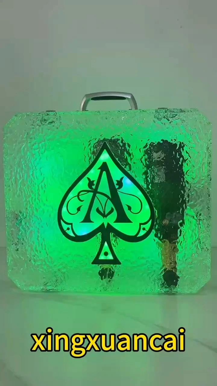 Ace Of Spade Champagne Suitecase Customized Logo Full Color Led Bottle Presenter For Nightclub 1