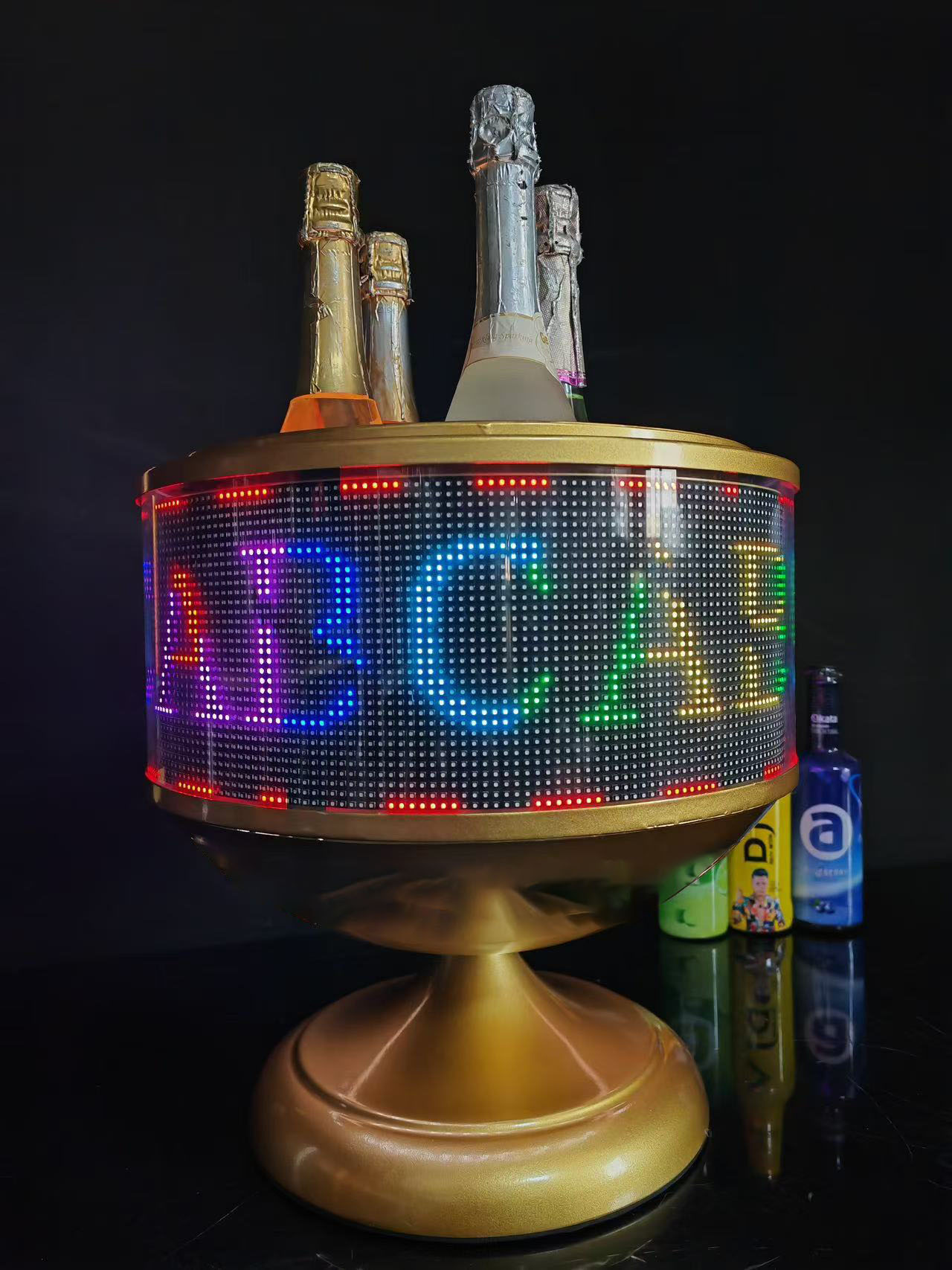 デジタルスクリーンヘネシーラウンドカスタマイズされたロゴフルカラーLEDアイスバケツ用ナイトクラブ 2