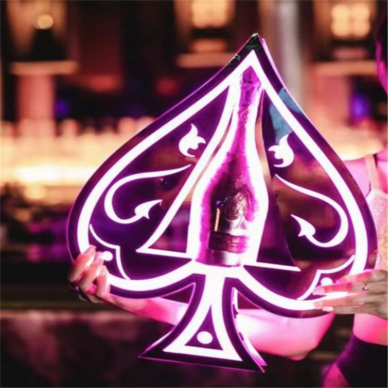 Full Color LED Acrylic Ace of Spade Champagne Bottle Presenter For Nightclub-1740640639597327 7