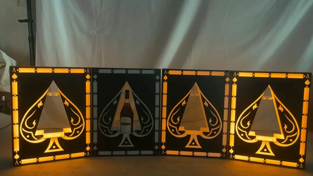 Gold LED Acrylic Material Ace of Spade Champagne Bottle Presenter For Nightclub 1