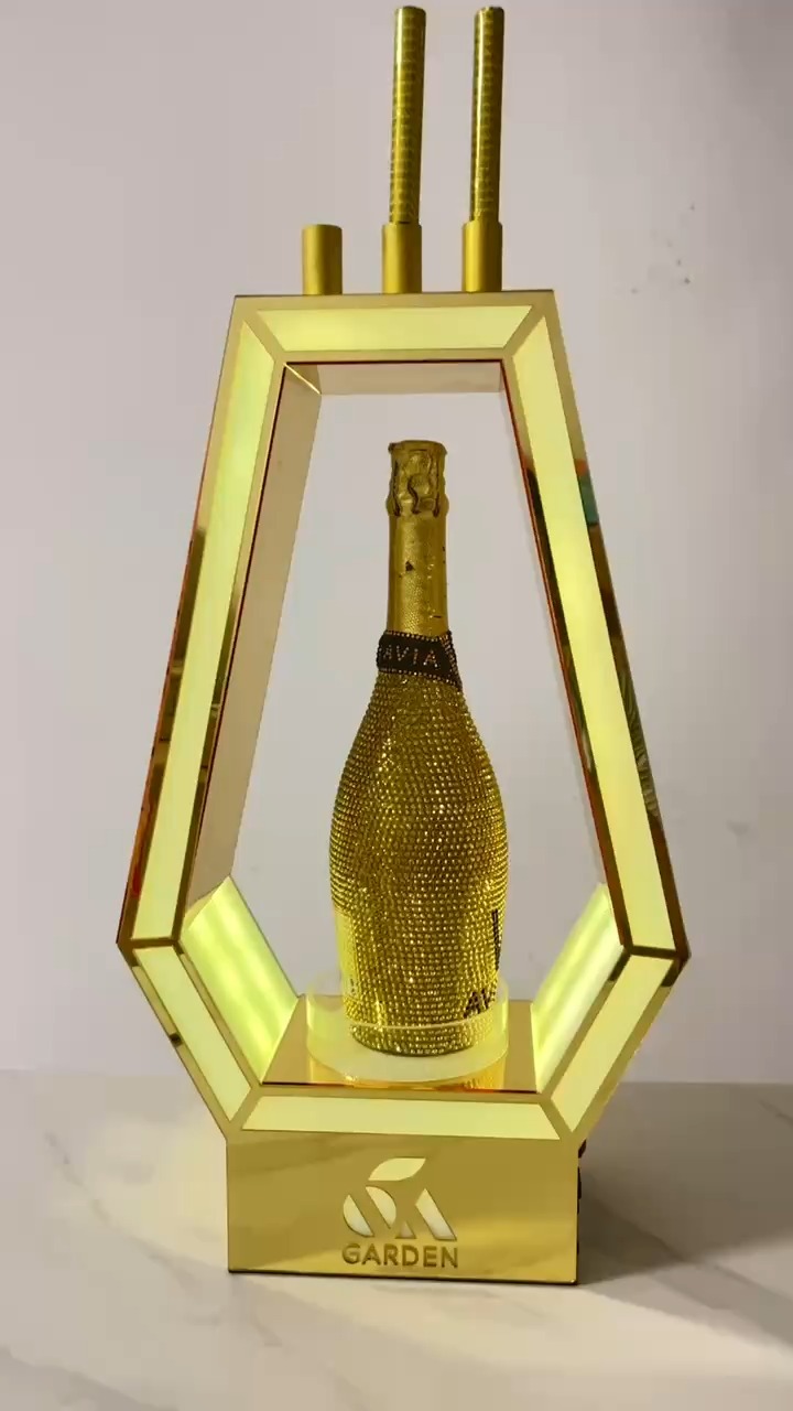 Xingxuancai Custom LED Bottle Presenter Rechargeable Gold Mirror Acrylic 7-Color LED Effects For Nightclub-1740654239412989 1