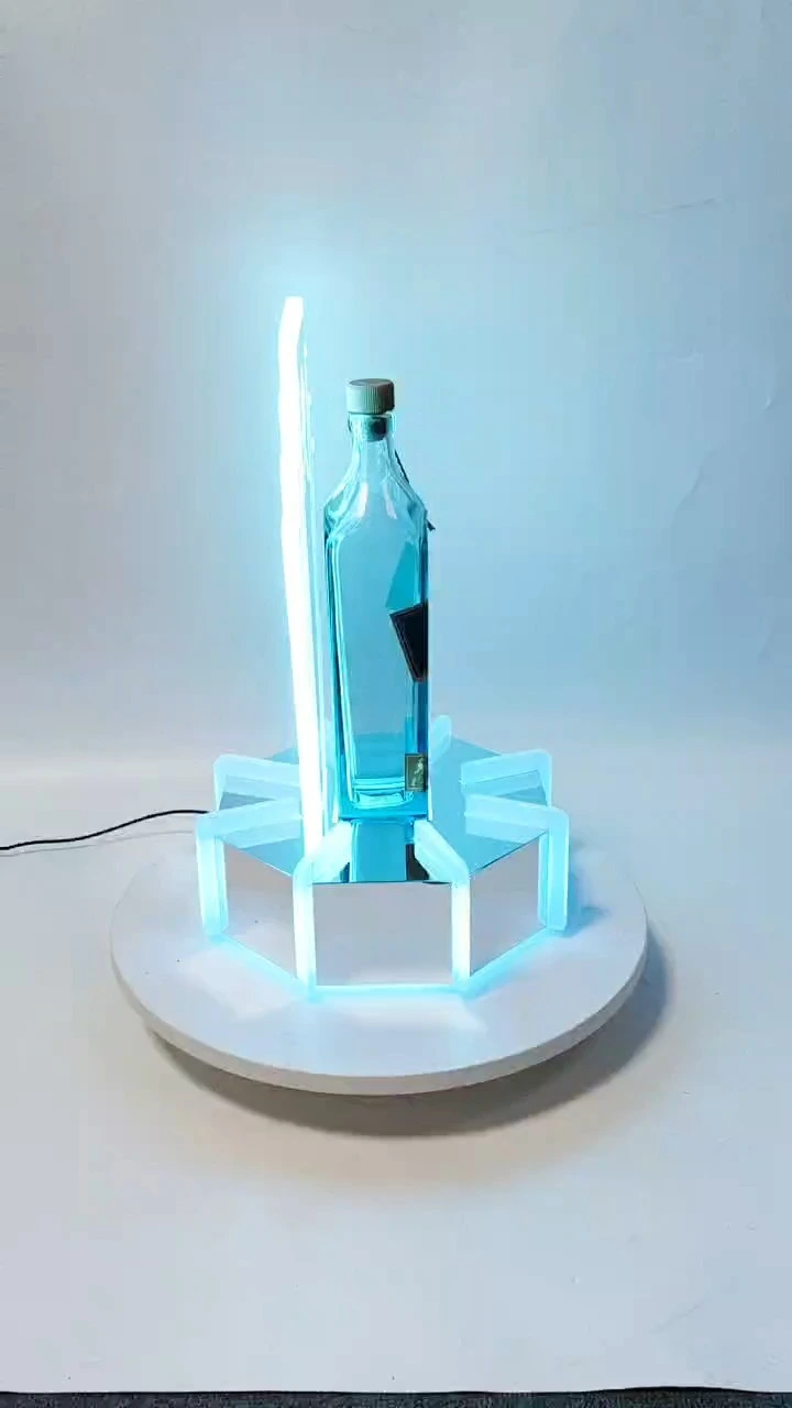 Xingxuancai Custom LED Johnnie Walker Bottle Presenter Rechargeable Mirror Acrylic 7-Color LED Effects For Nightclub 1
