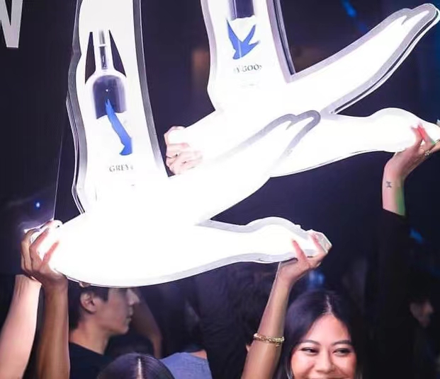 ที่วางขวดวอดก้า LED RGB แบบชาร์จไฟได้ Grey Goose ที่ปรับได้สำหรับไนท์คลับ 3