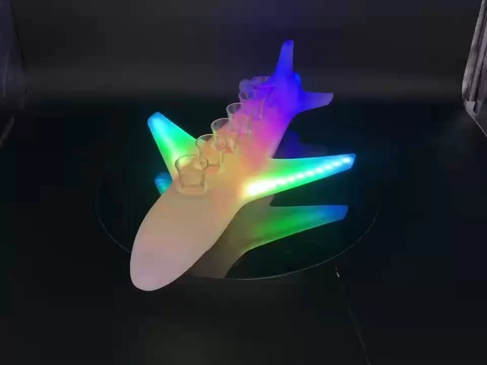 Bandeja para vasos de chupito con LED RGB recargable de 6 agujeros y logotipo personalizado de la marca Xingxuancai para discoteca 1