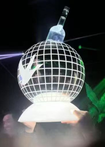 Ball Shape RGB Rechargeable LED Grey Goose Vodka Bottle Presenter For Nightclub 7